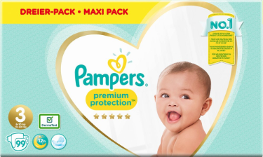 Pampers - Premium Protection - Dreier Pack mit 99 Windeln - Größe 3